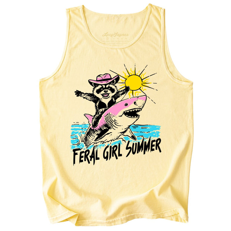 Feral Girl Summer Comfort Colors Graphic Tank Top - Butter