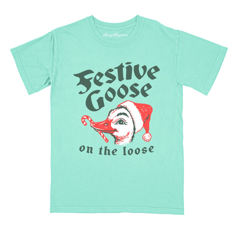 Festive Goose On The Loose - Island Reef - Comfort Colors Tee