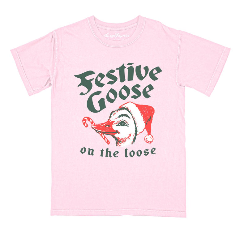 Festive Goose On The Loose - Blossom - Comfort Colors Tee