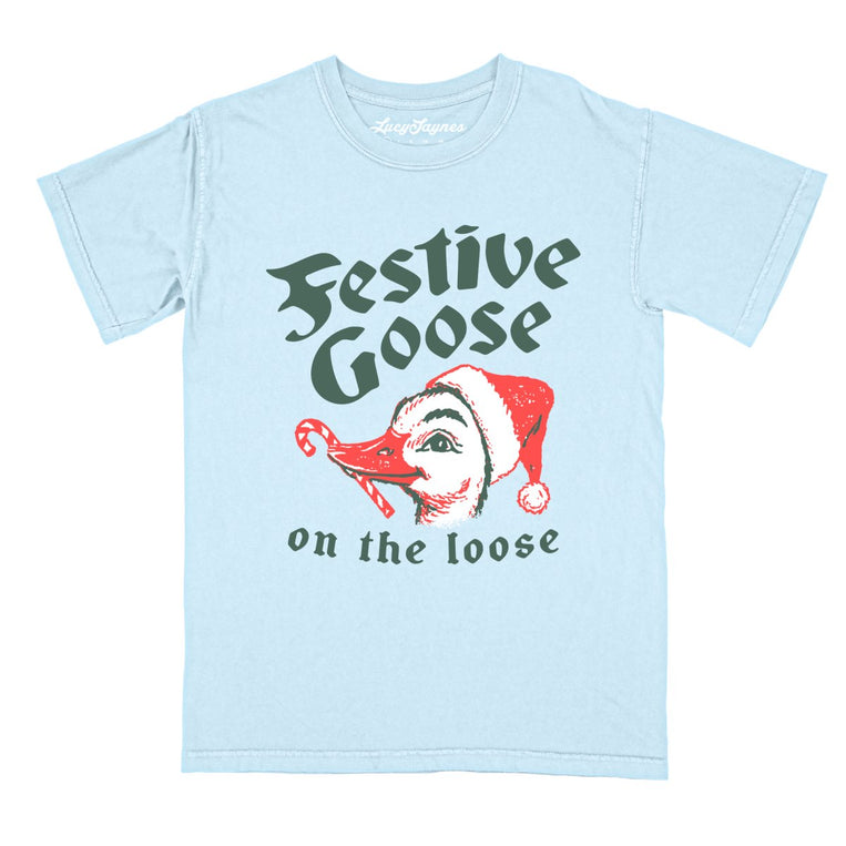 Festive Goose On The Loose - Chambray - Comfort Colors Tee