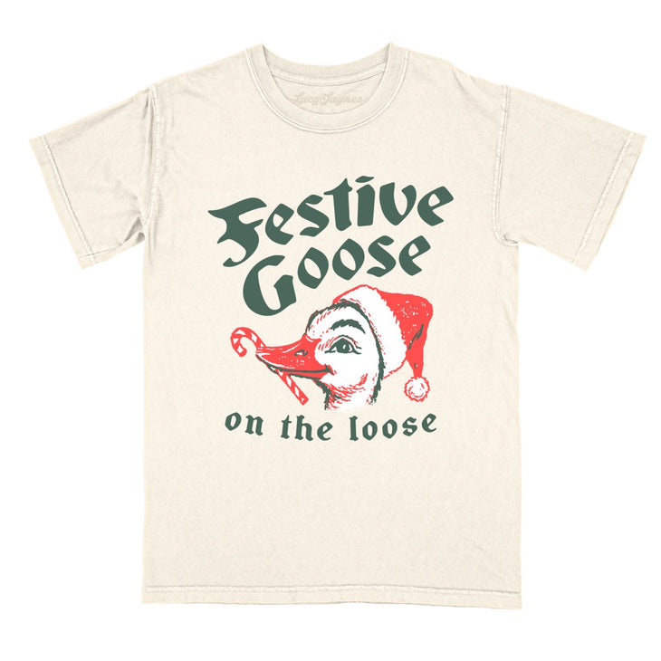 Festive Goose On The Loose Comfort Colors Tee