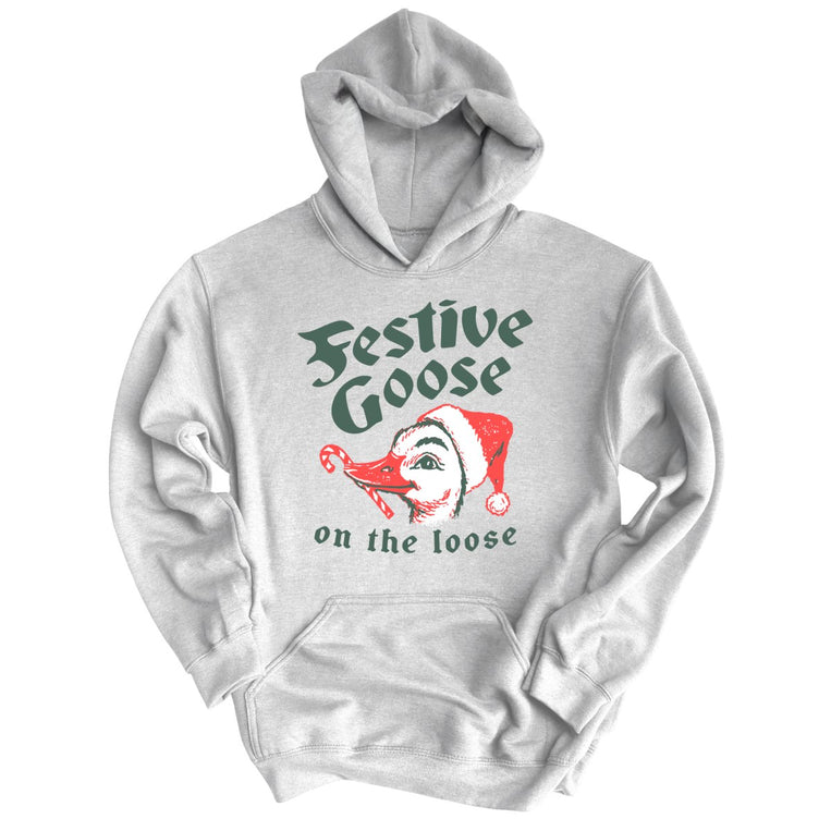 Festive Goose On The Loose - Ash - Unisex Hoodie