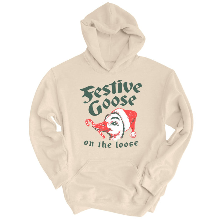 Festive Goose On The Loose - Sand - Unisex Hoodie