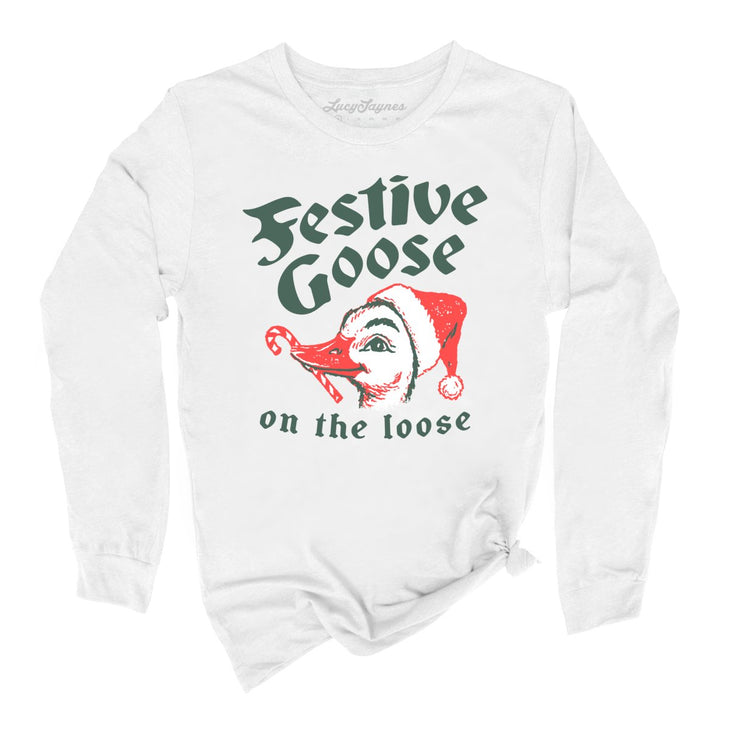 Festive Goose On The Loose Long Sleeve Tee