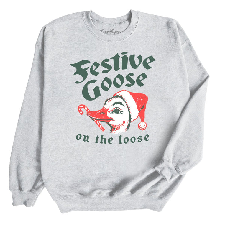 Festive Goose On The Loose - Ash - Unisex Sweatshirt