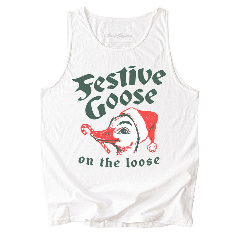 Festive Goose On The Loose - White - Tank Top