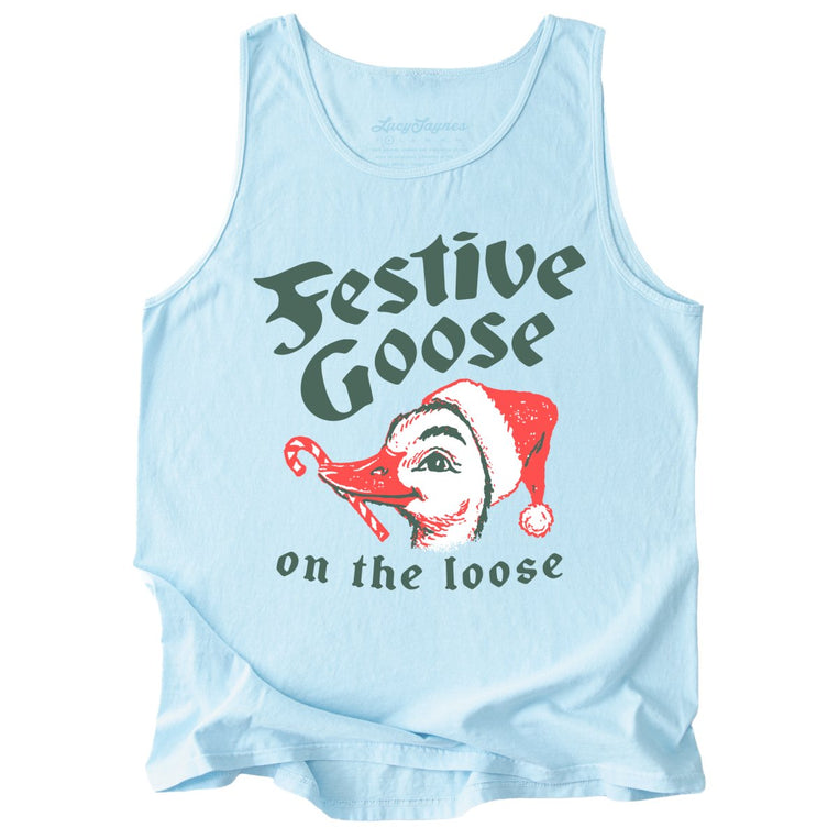 Festive Goose On The Loose - Chambray - Tank Top