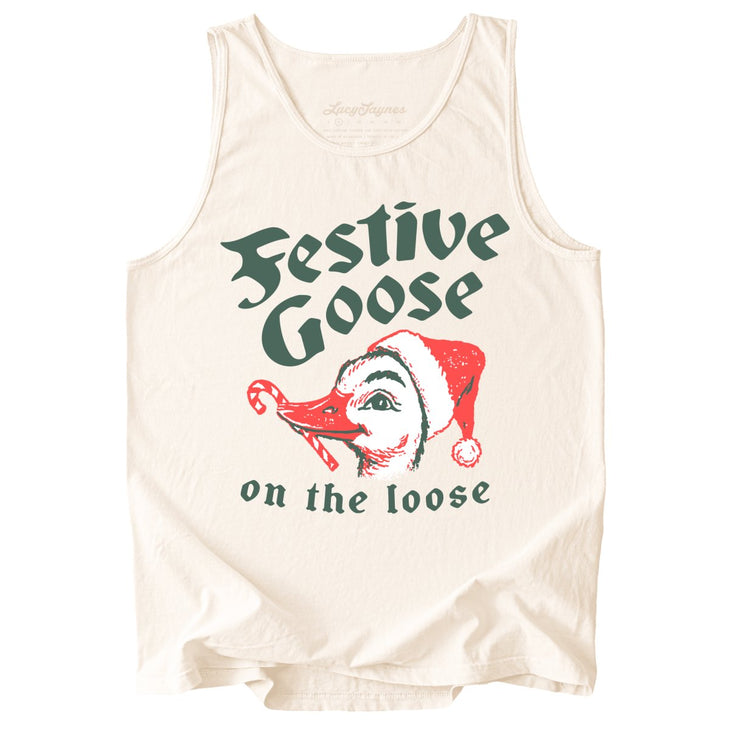 Festive Goose On The Loose Comfort Colors Tank Top