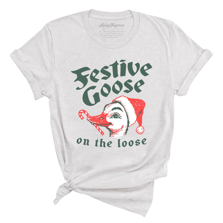 Festive Goose On The Loose - Ash - Unisex T-Shirt