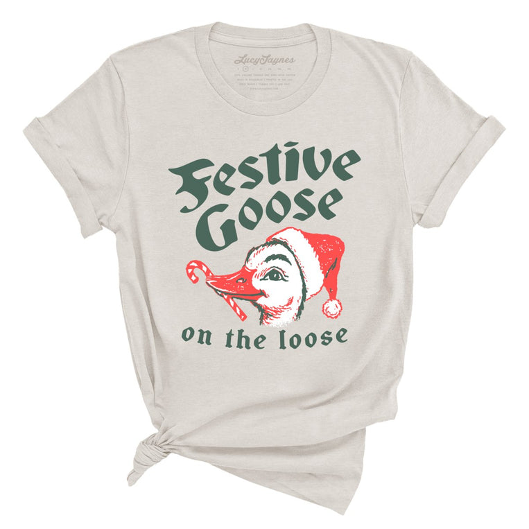 Festive Goose On The Loose - Heather Dust - Unisex T-Shirt