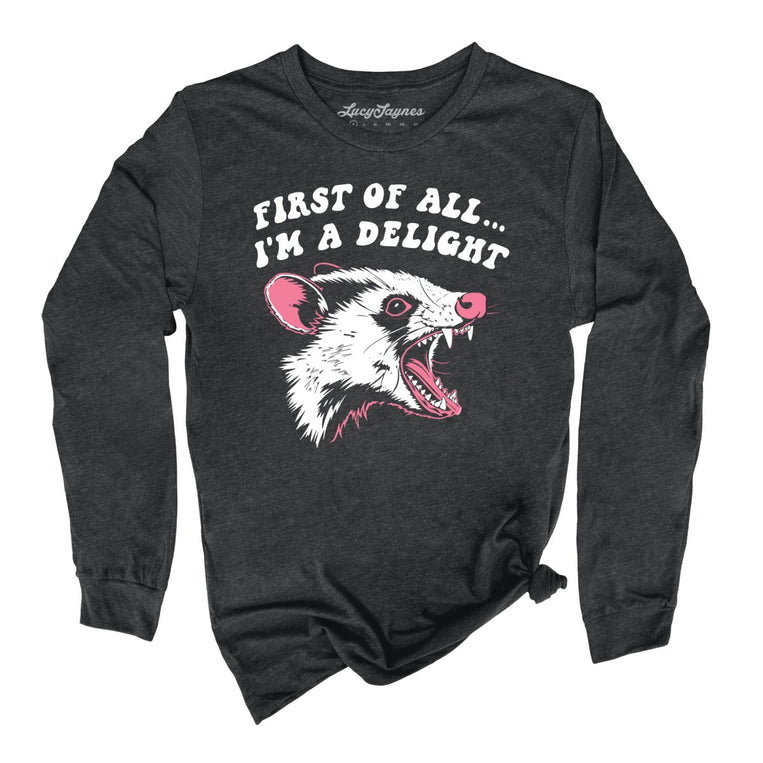 First Of All I'm A Delight - Dark Grey Heather - Full Front