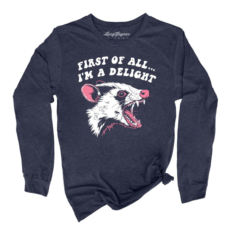 First Of All I'm A Delight - Heather Navy - Full Front