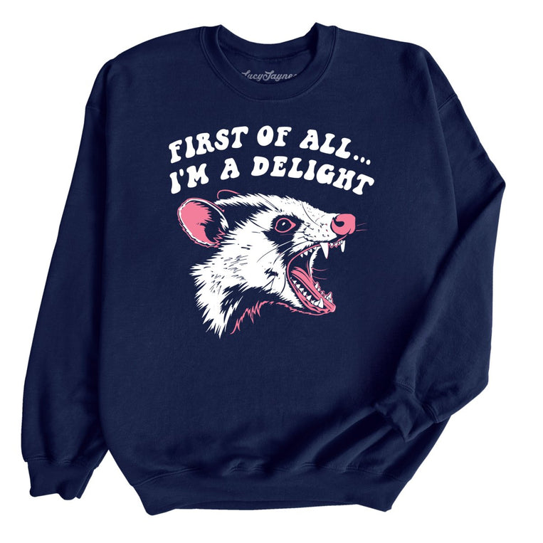 First Of All I'm A Delight - Navy - Full Front