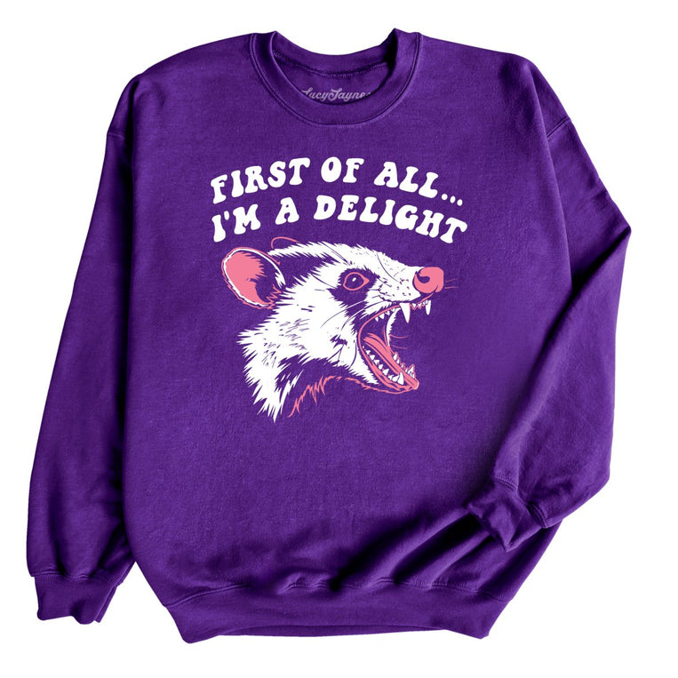 First Of All I'm A Delight - Purple - Full Front