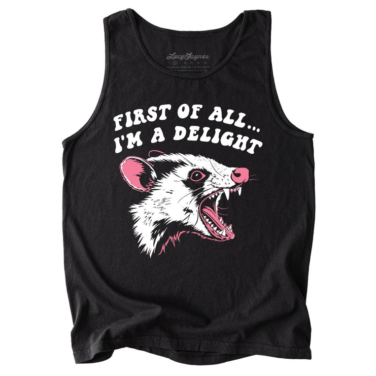 First Of All I'm A Delight Comfort Colors Graphic Tank Top - Black