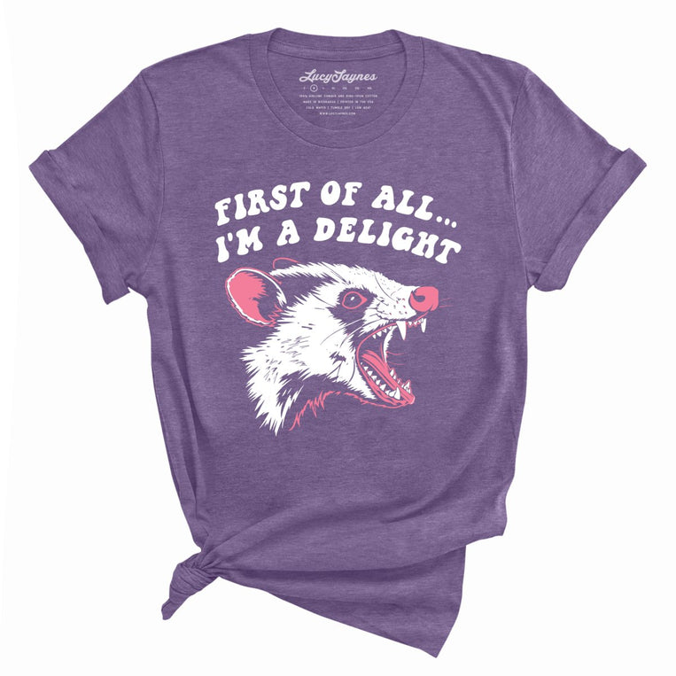 First Of All I'm A Delight - Heather Team Purple - Full Front