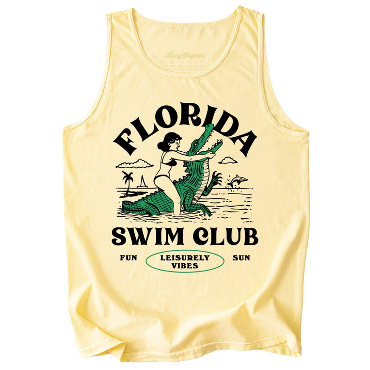 Florida Swim Club Comfort Colors Graphic Tank Top - Butter