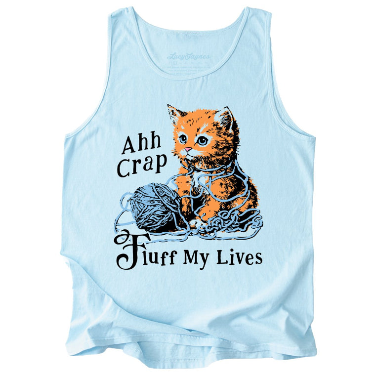 Fluff My Lives Comfort Colors Graphic Tank Top - Chambray
