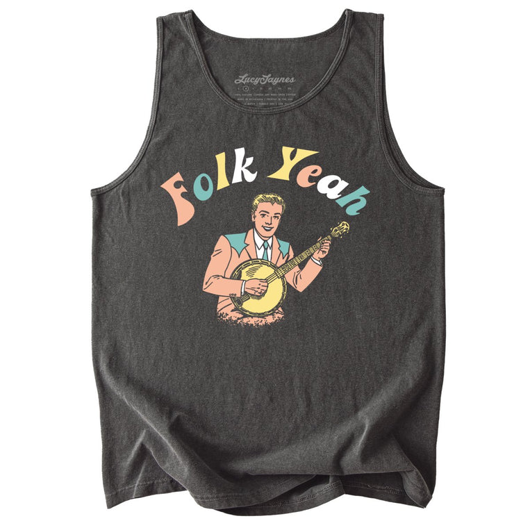 Folk Yeah Comfort Colors Graphic Tank Top - Pepper