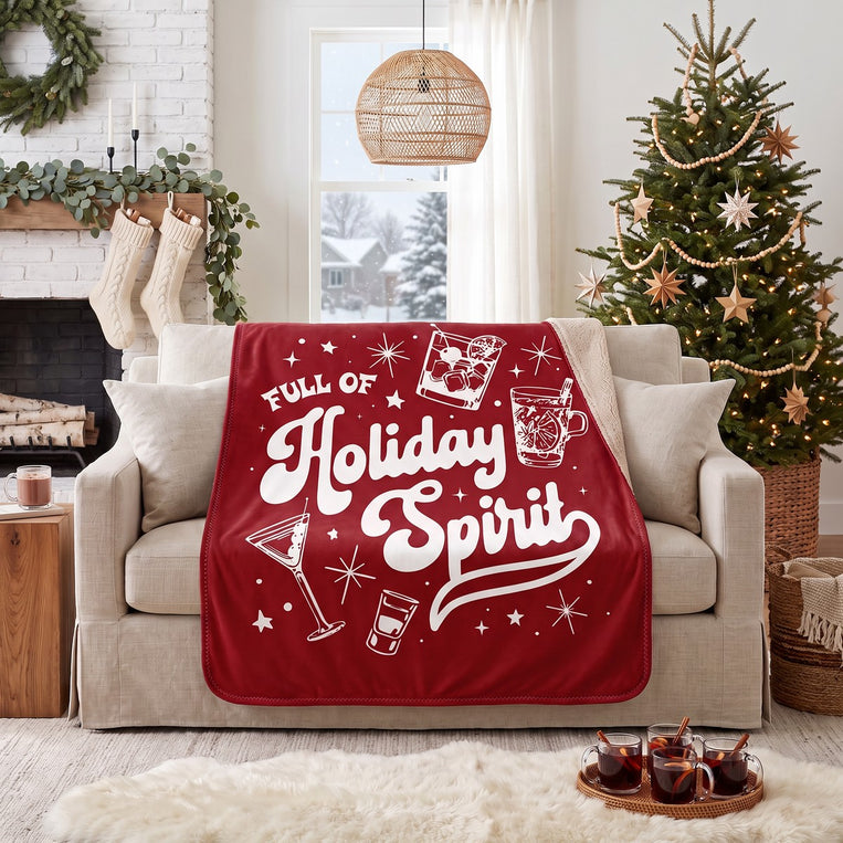 Full of Holiday Spirit Sherpa Blanket