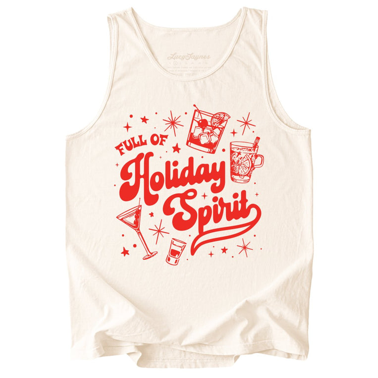 Full of Holiday Spirit Comfort Colors Graphic Tank Top - Ivory