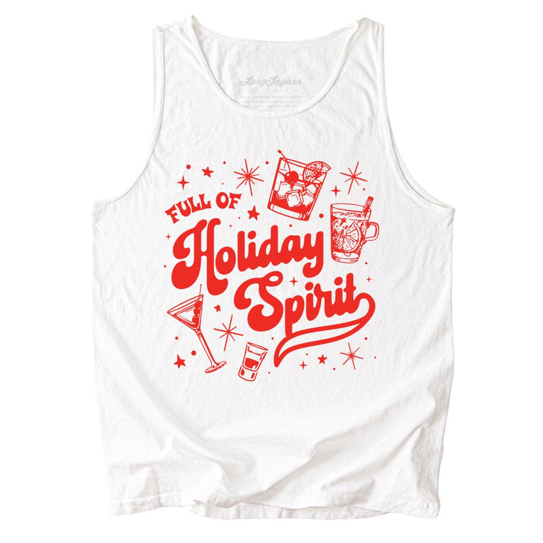 Full of Holiday Spirit Comfort Colors Graphic Tank Top - White