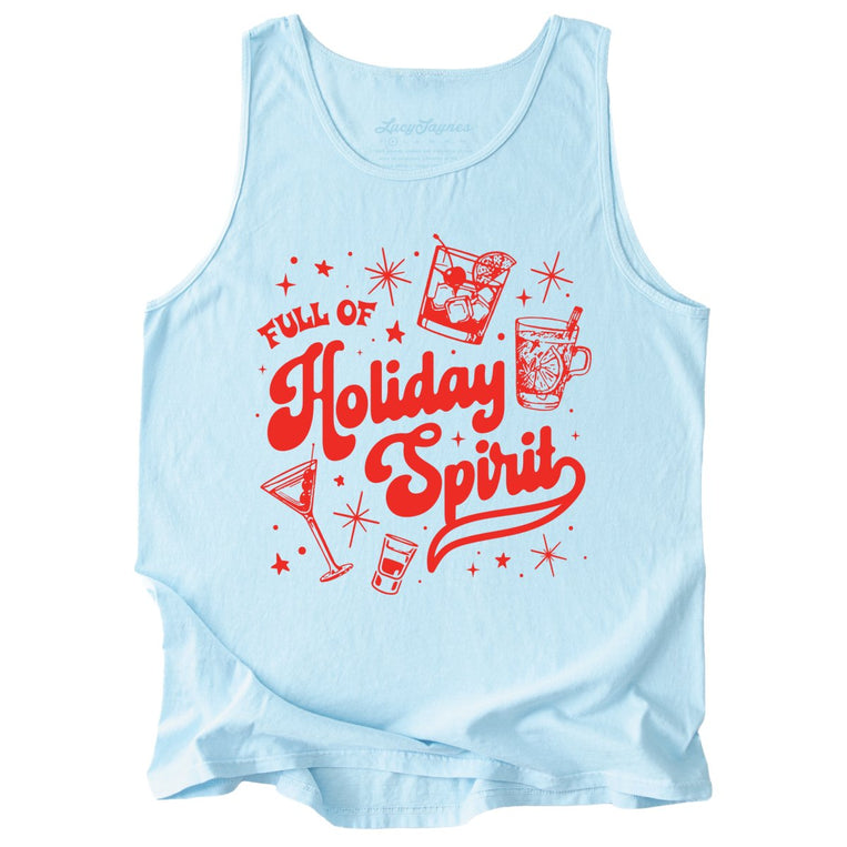 Full of Holiday Spirit Comfort Colors Graphic Tank Top - Chambray
