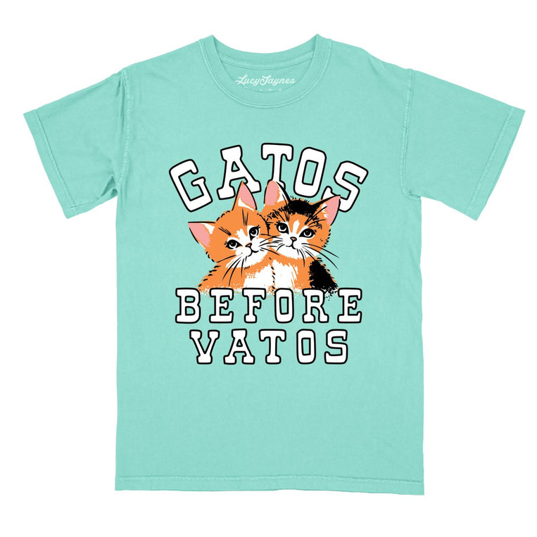 Gatos Before Vatos Comfort Colors Graphic Tee - Chalky Mint