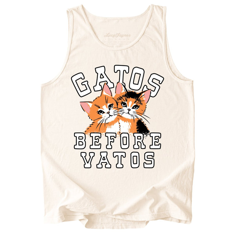 Gatos Before Vatos Comfort Colors Graphic Tank Top - Ivory