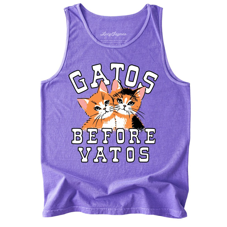 Gatos Before Vatos Comfort Colors Graphic Tank Top - Violet