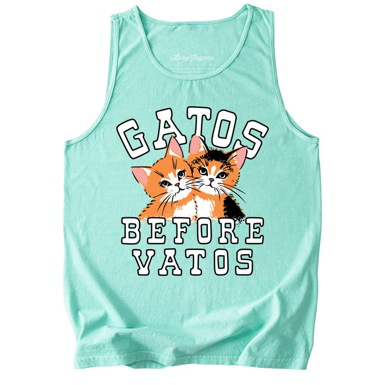 Gatos Before Vatos Comfort Colors Graphic Tank Top - Island Reef