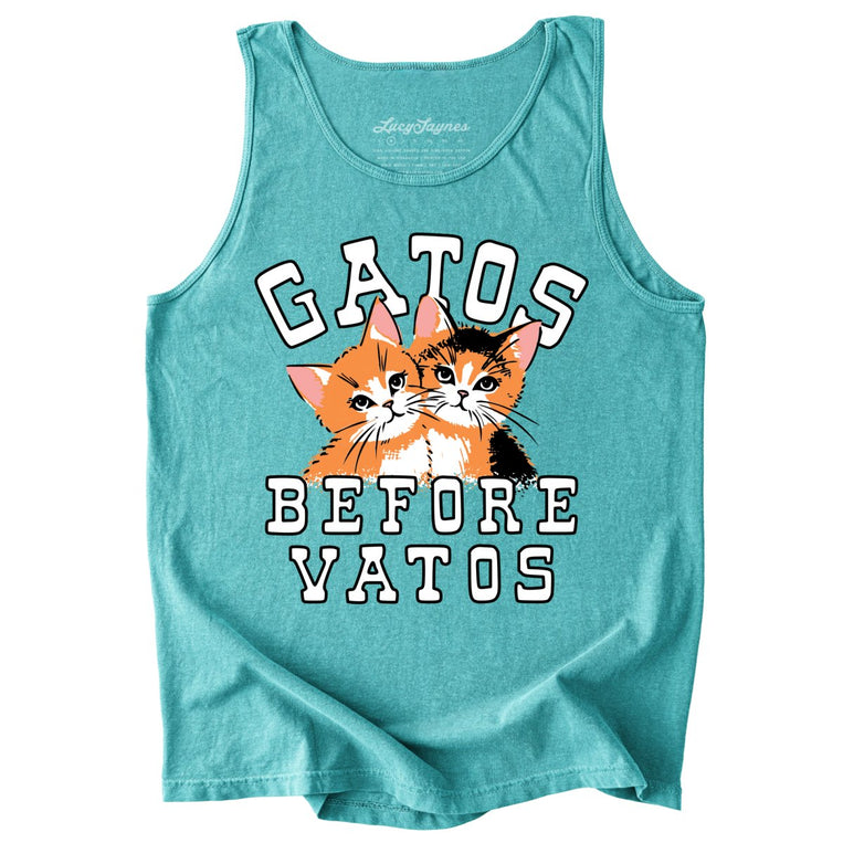Gatos Before Vatos Comfort Colors Graphic Tank Top - Seafoam