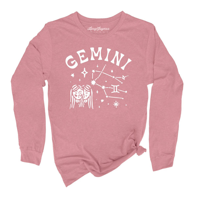 Gemini - Heather Mauve - Unisex Long Sleeve T-Shirt