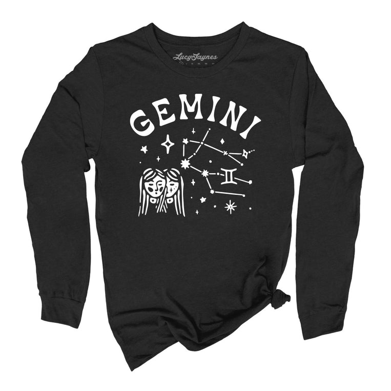Gemini - Black - Unisex Long Sleeve T-Shirt