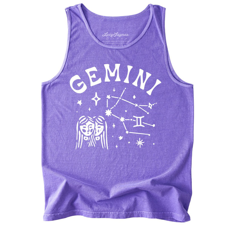 Gemini Comfort Colors Graphic Tank Top - Violet