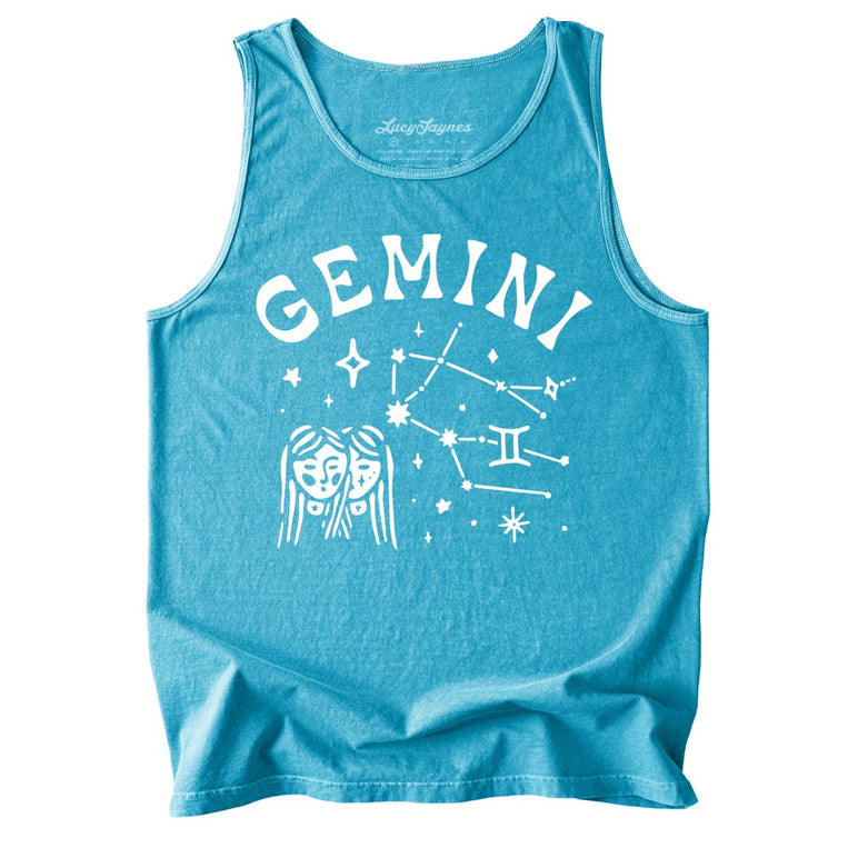 Gemini Comfort Colors Graphic Tank Top - Sapphire
