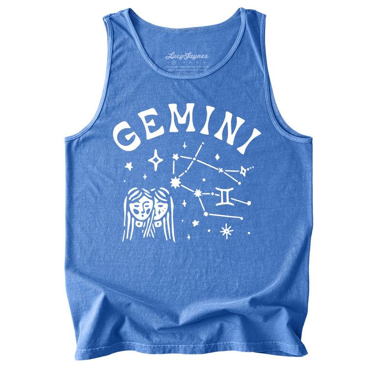 Gemini Comfort Colors Graphic Tank Top - Flo Blue