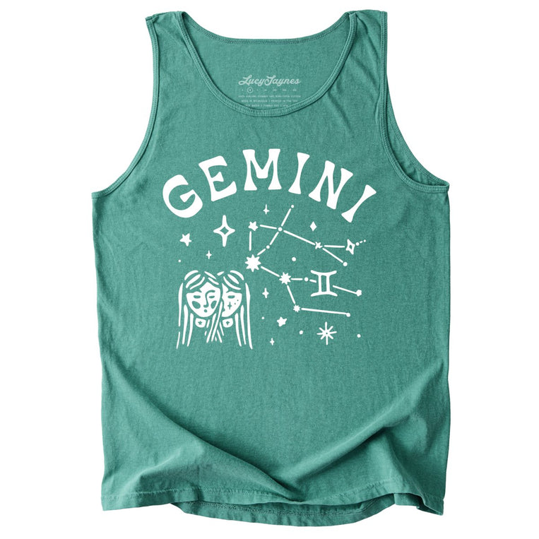 Gemini Comfort Colors Graphic Tank Top - Light Green