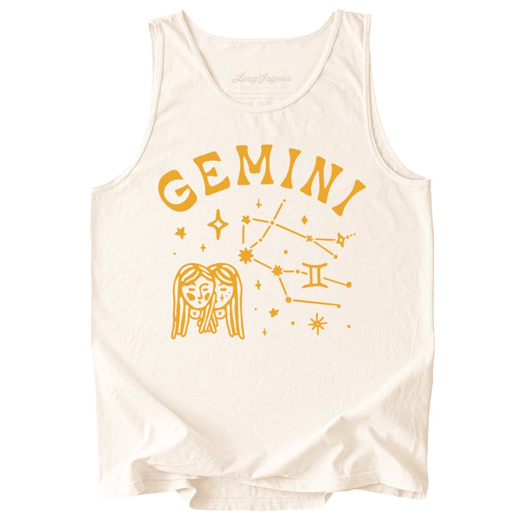 Gemini Comfort Colors Graphic Tank Top - Ivory