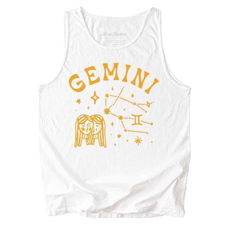 Gemini Comfort Colors Graphic Tank Top - White