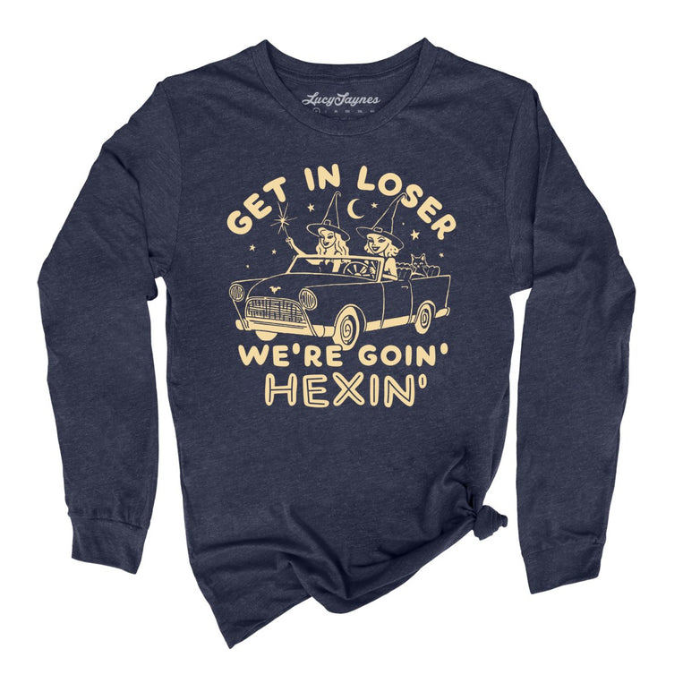 Get In Loser We're Goin' Hexin' - Heather Navy - Full Front