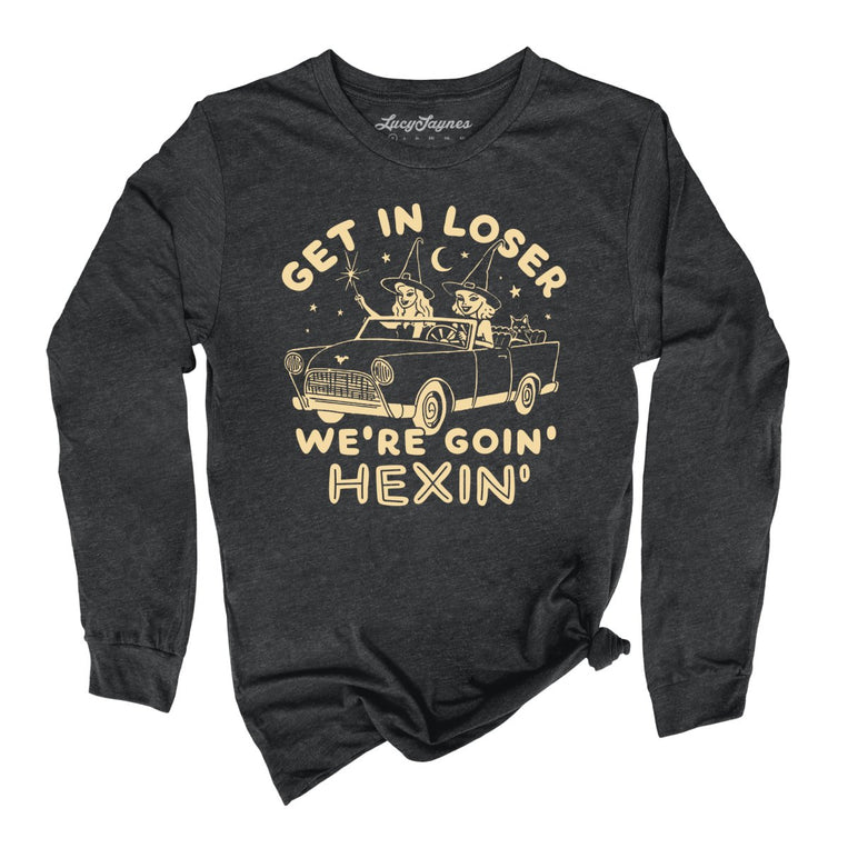 Get In Loser We're Goin' Hexin' - Dark Grey Heather - Full Front