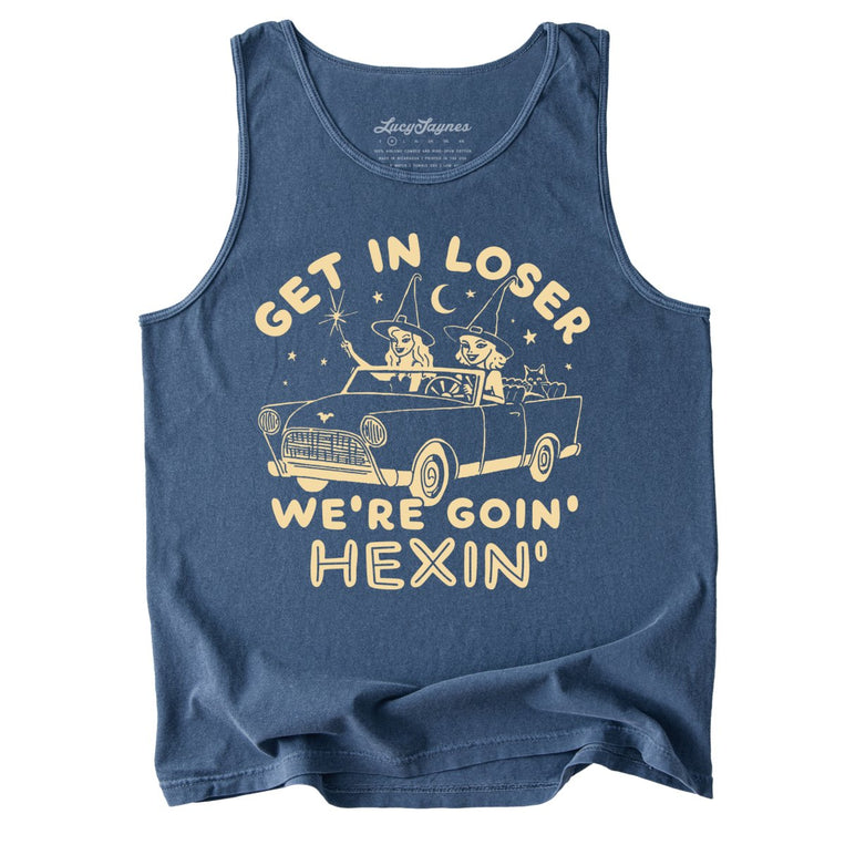 Get In Loser We're Goin' Hexin' Comfort Colors Graphic Tank Top - Denim