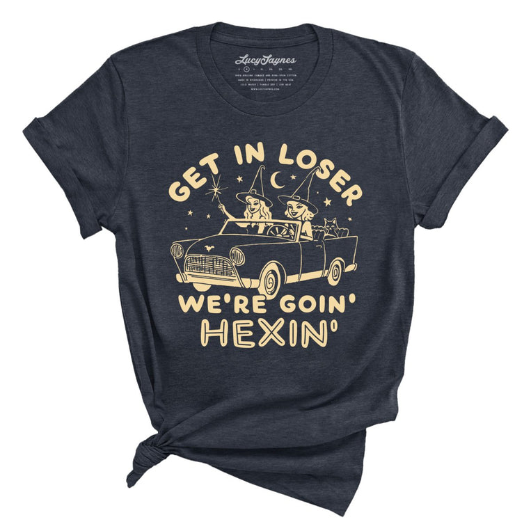 Get In Loser We're Goin' Hexin' - Heather Navy - Full Front