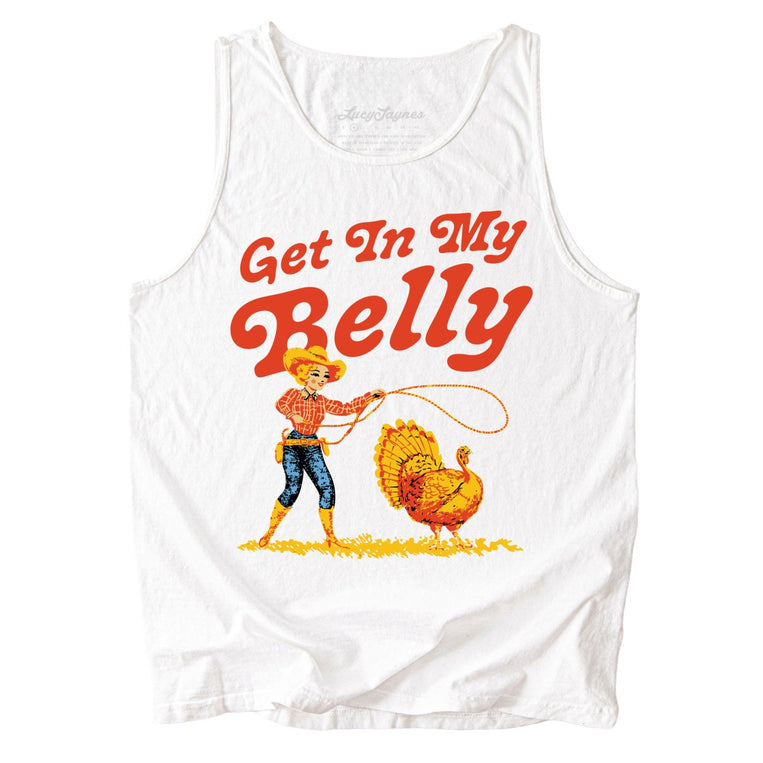 Get In My Belly Comfort Colors Graphic Tank Top - White