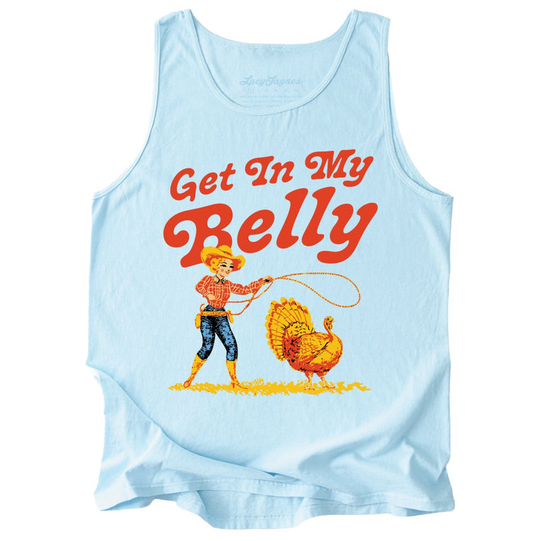 Get In My Belly Comfort Colors Graphic Tank Top - Chambray