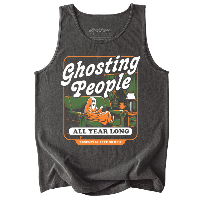 Ghosting People Comfort Colors Graphic Tank Top - Pepper
