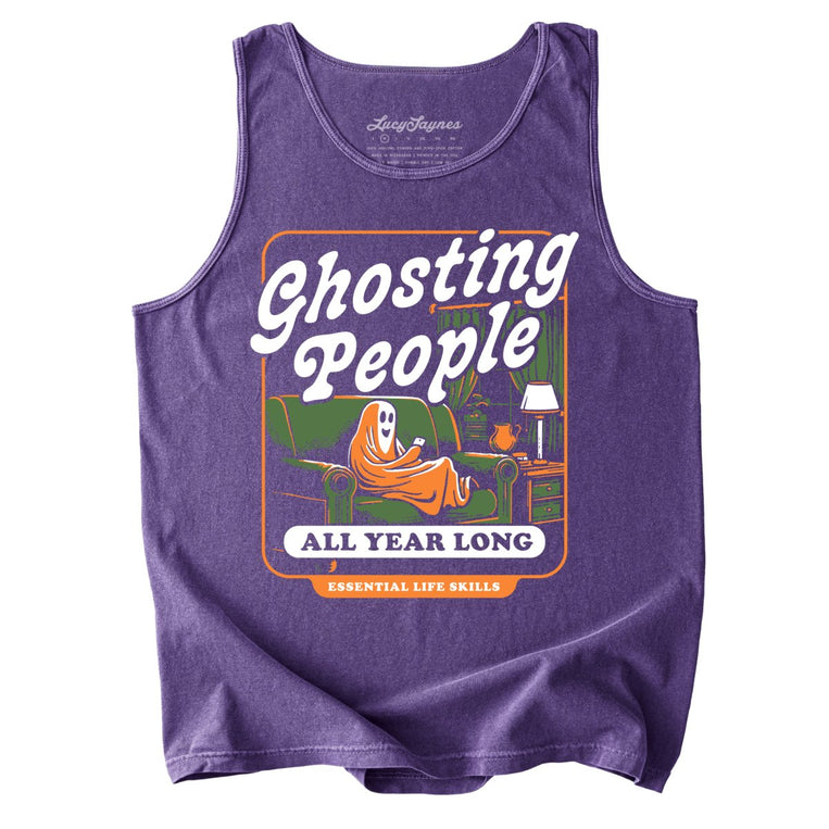 Ghosting People Comfort Colors Graphic Tank Top - Grape