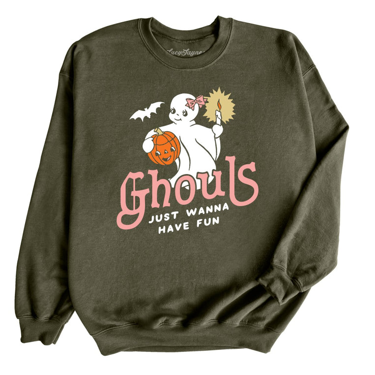 Ghouls Just Wanna Have Fun - Military Green - Full Front