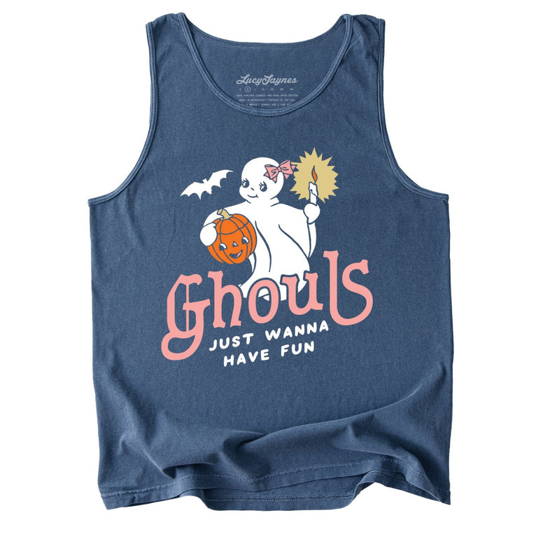 Ghouls Just Wanna Have Fun Comfort Colors Graphic Tank Top - Denim
